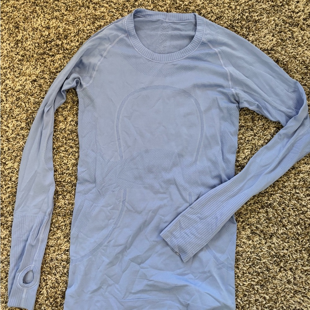 lululemon athletica Light Blue Seamless Long Sleeve Crew